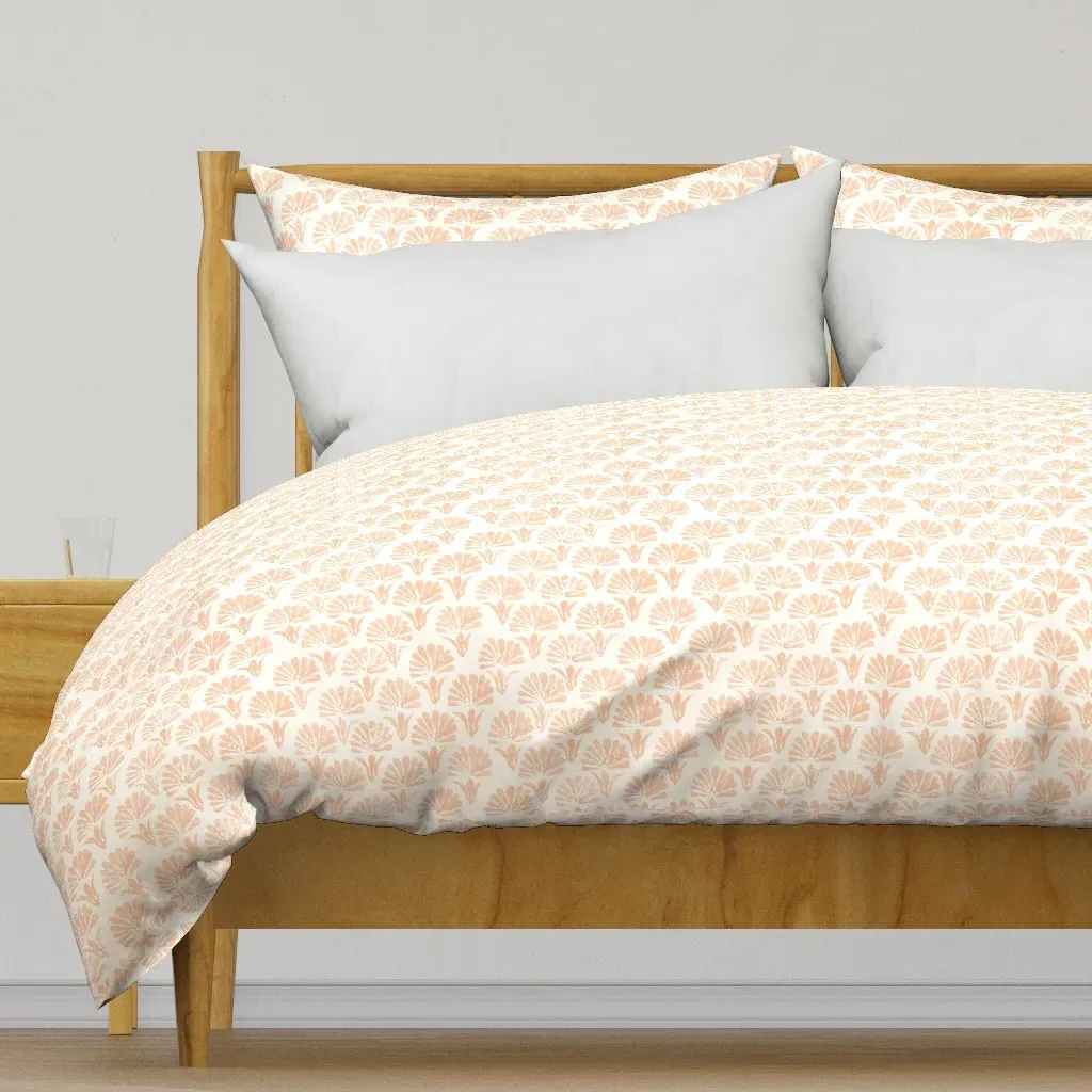 Peach On Cream Block Duvet Cover - Peach product