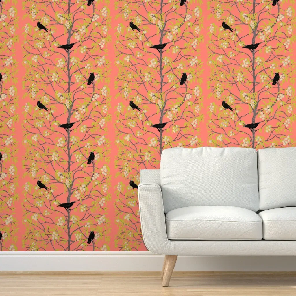 Peaches And Crows Peel and Stick Wallpaper - Coral Pink product