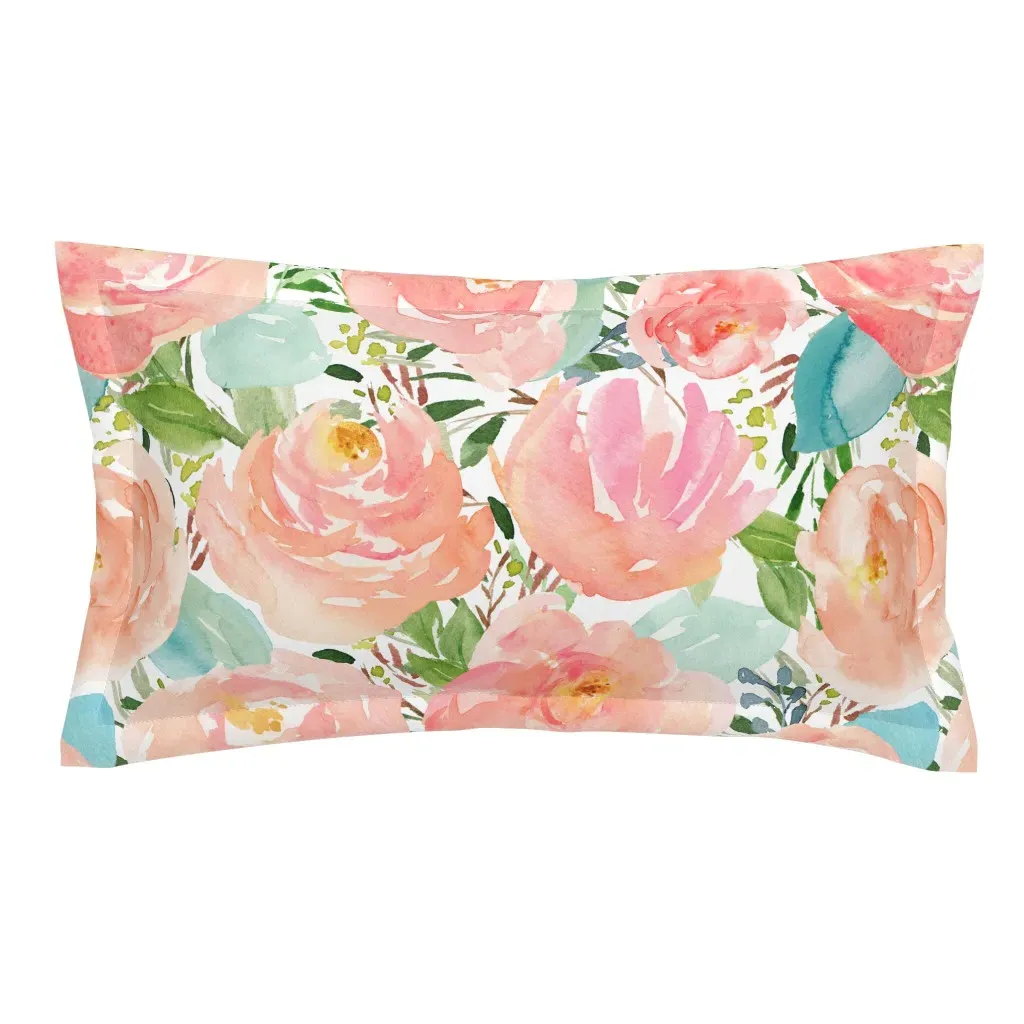 Peachy Florals King Size Pillow Sham - Peach product
