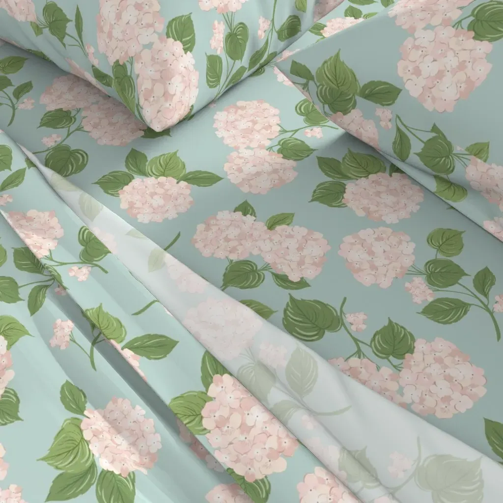 Peachy Hydrangeas On Splash Queen Sheet Set - Pink alternate view