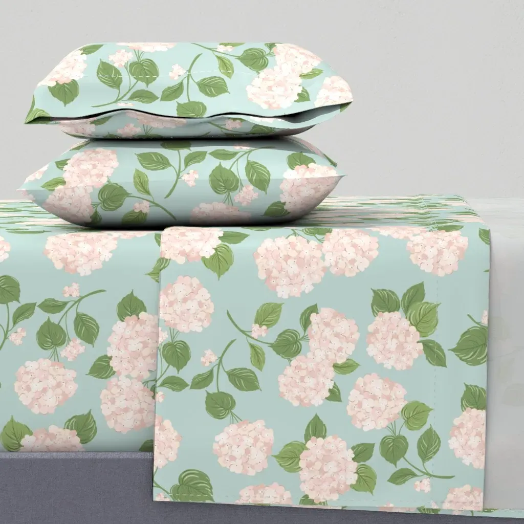 Peachy Hydrangeas On Splash Queen Sheet Set - Pink product