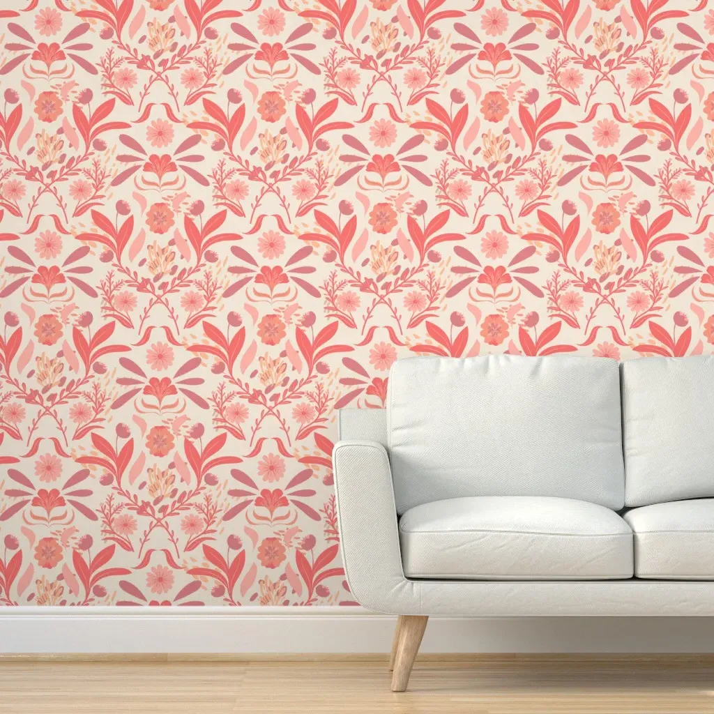 Peachy Spring Peel and Stick Wallpaper - Coral product