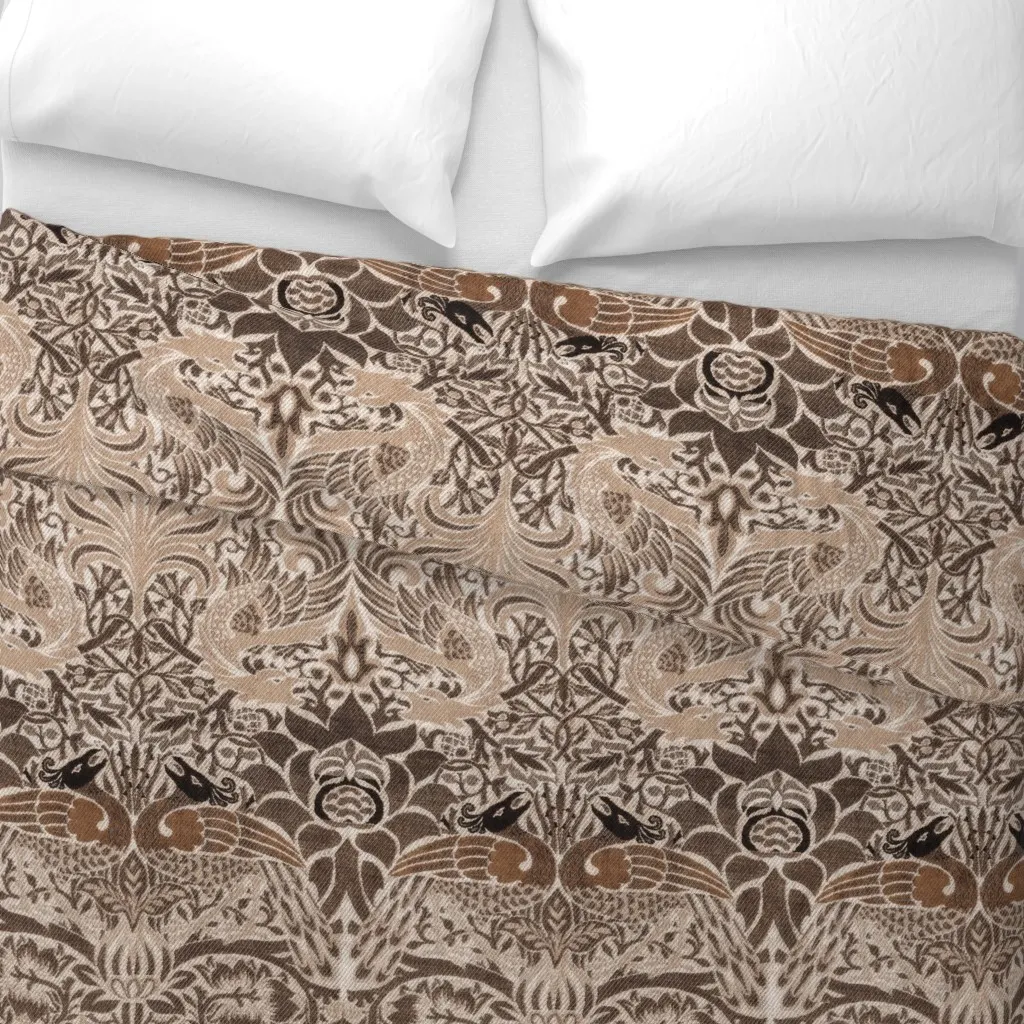 Peacock And Dragon Duvet Cover - Beige alternate view