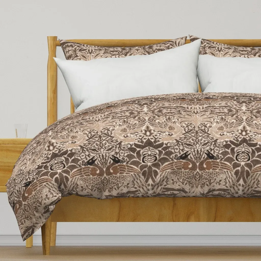 Peacock And Dragon Duvet Cover - Beige product