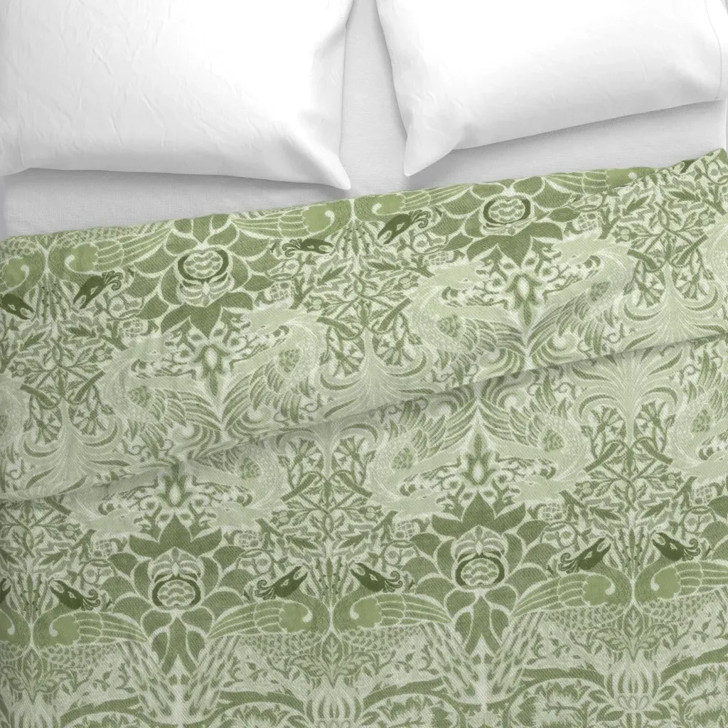 Peacock And Dragon Duvet Cover - Sage Green alternate view