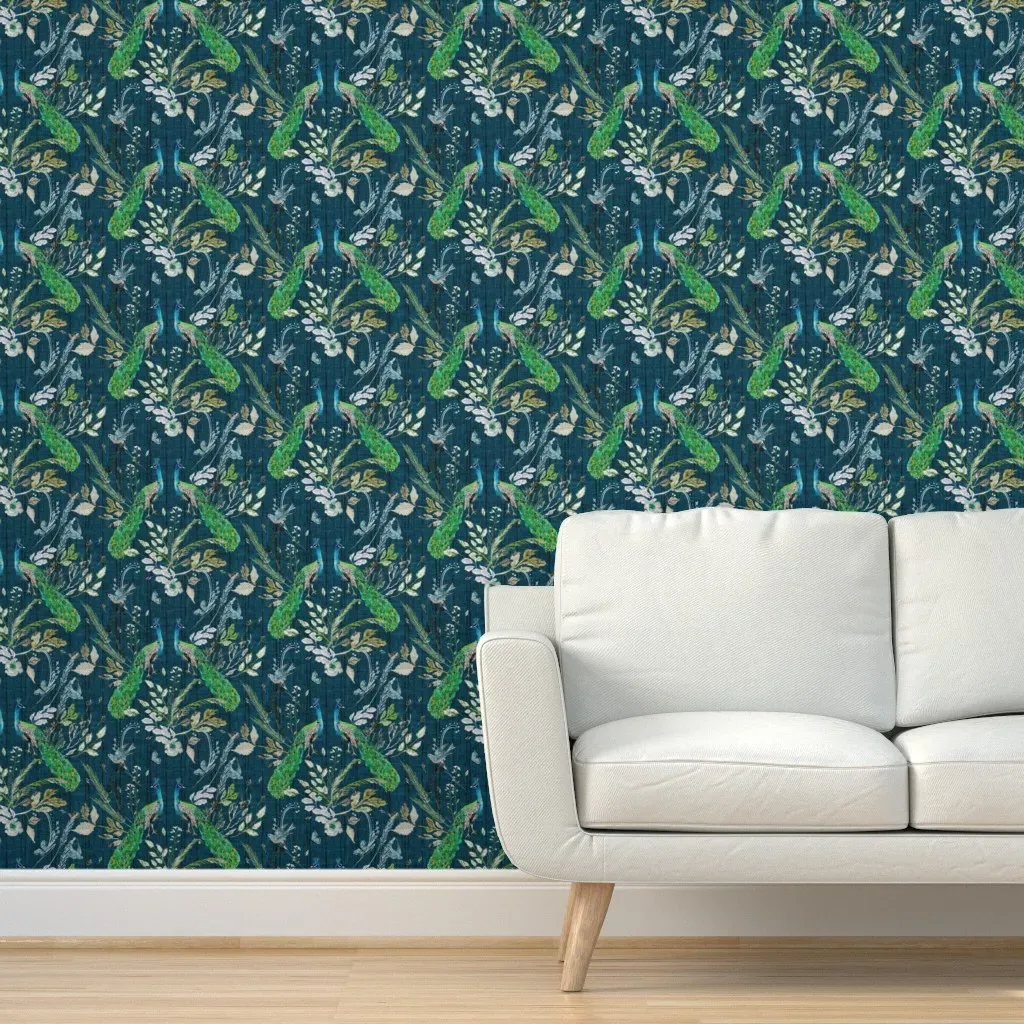 Peacock Chinoiserie Peel and Stick Wallpaper - Teal product