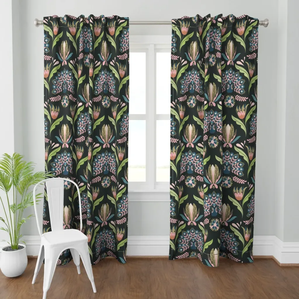 Peacock Curtain Panel - Teal product