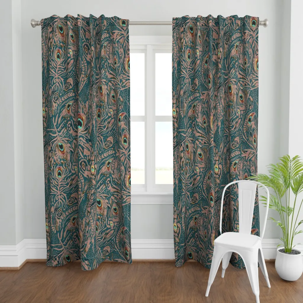 Peacock Dreaming Ikat Curtain Panel - Teal product