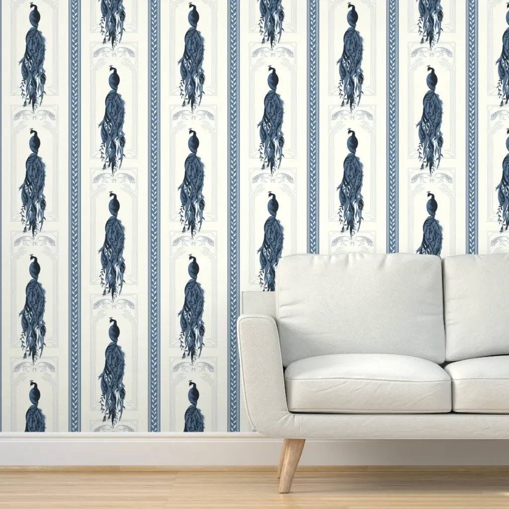 Peacock French Panels Peel and Stick Wallpaper - Blue product