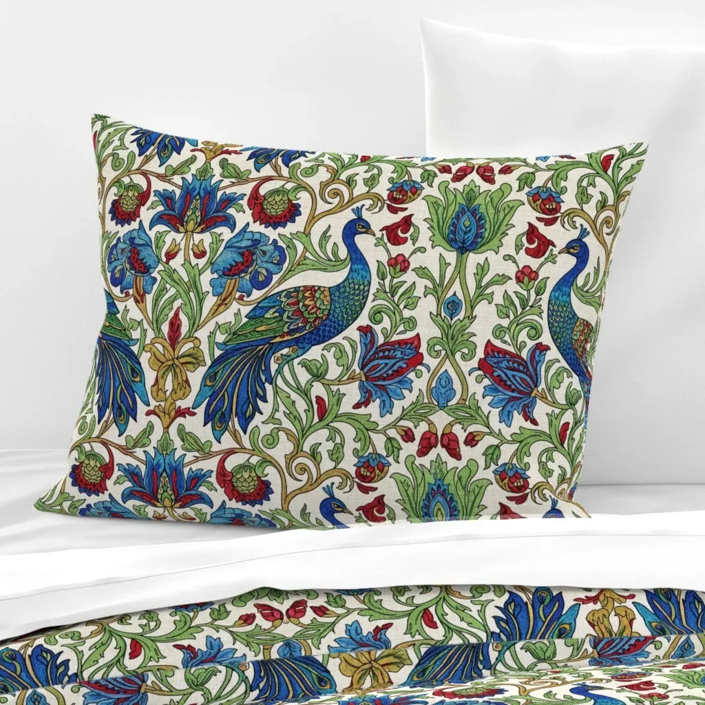Peacock Garden Jumbo Standard Knife Edge Cushion - Blue, Cotton Sateen product