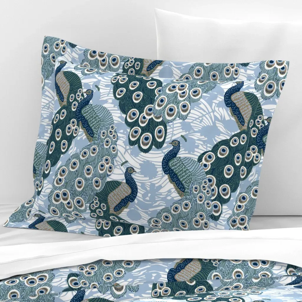 Peacock Garden Standard Flanged Cushion Cover - Teal, Cotton Sateen product