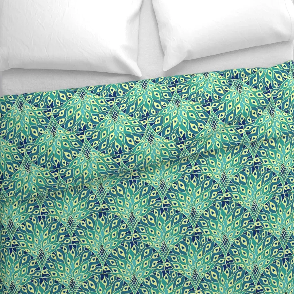 Peacock Large Scale Duvet Cover - Teal alternate view