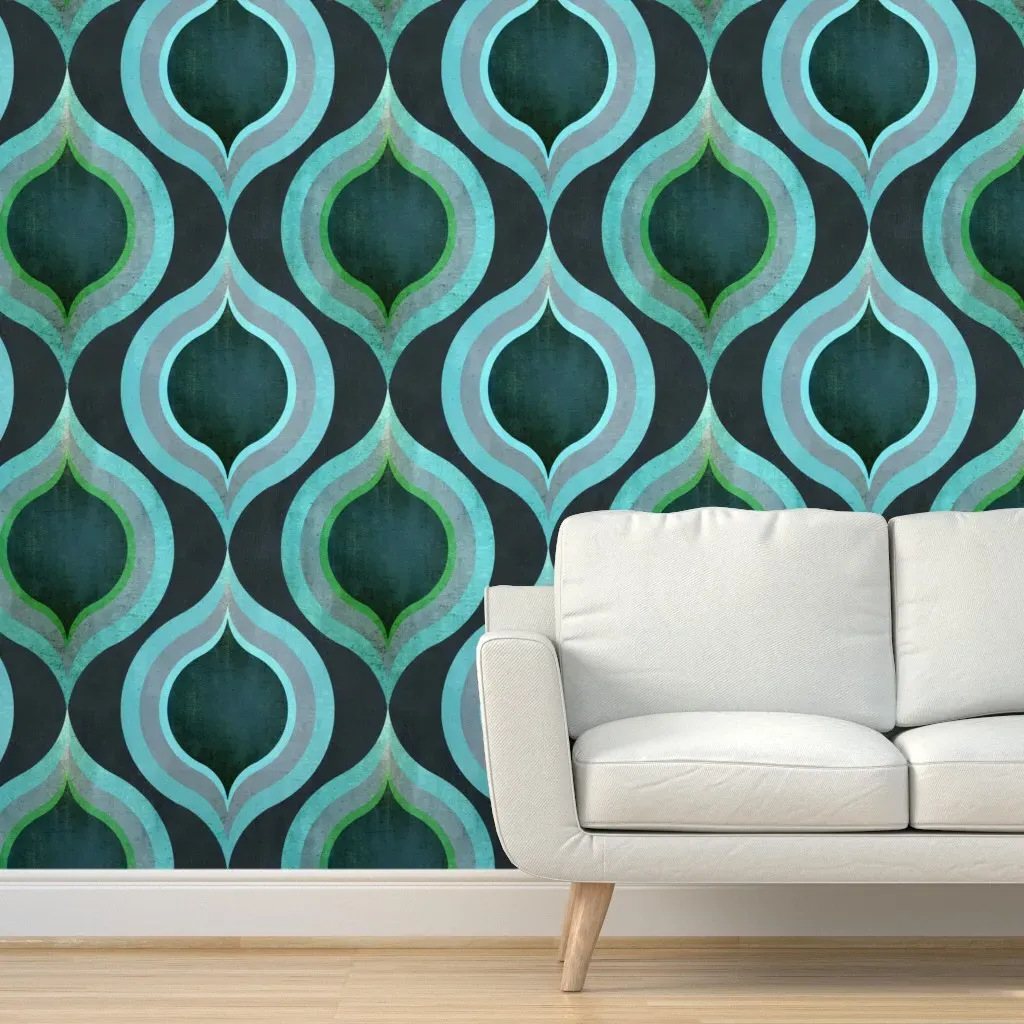 Peacock Ogee Peel and Stick Wallpaper - Teal product