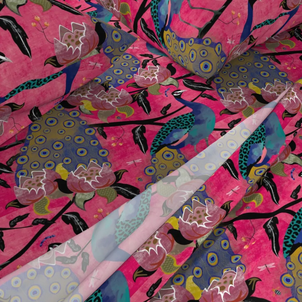 Peacock Paradise Queen Sheet Set - Pink alternate view
