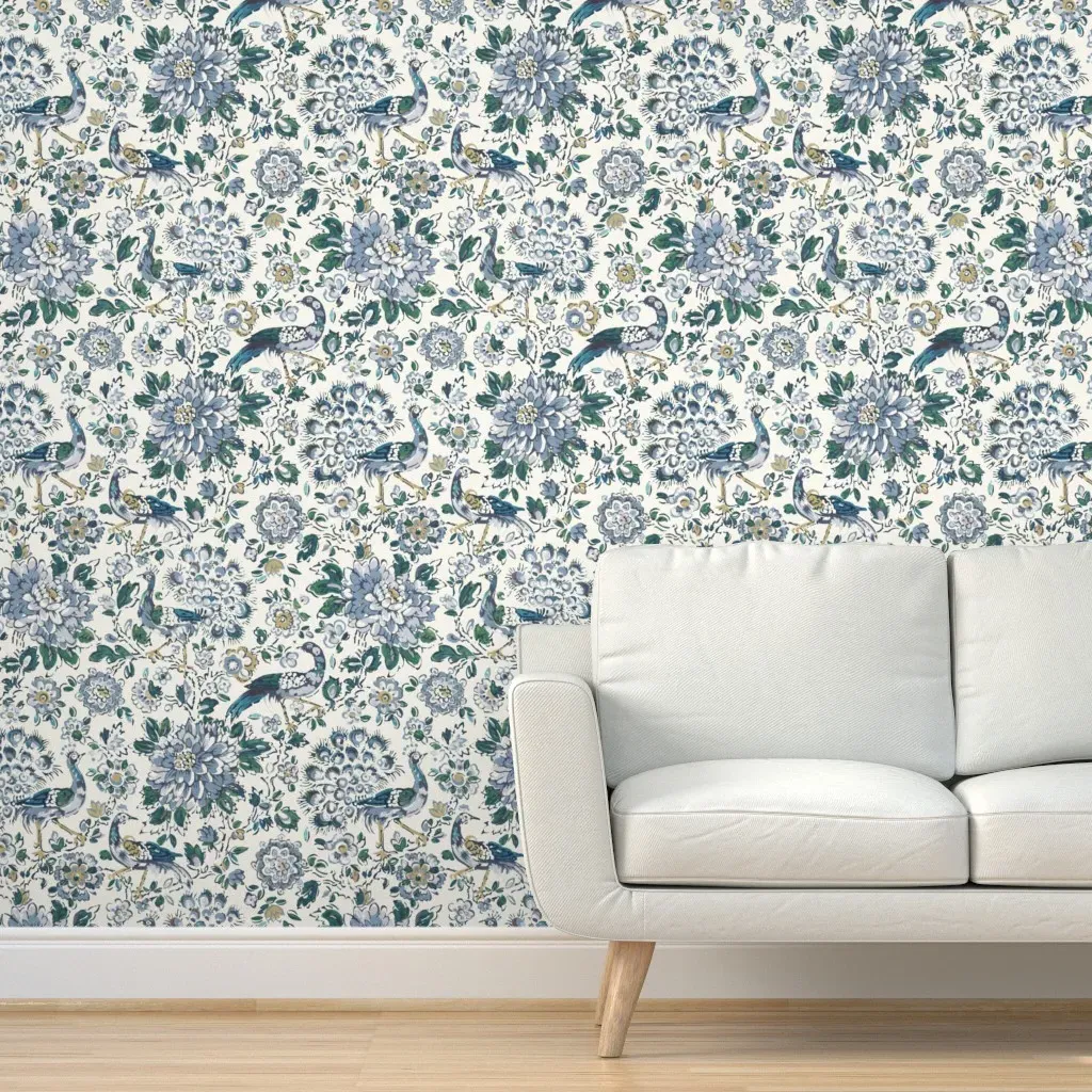 Peacock Peel and Stick Wallpaper - Blue, Gold product