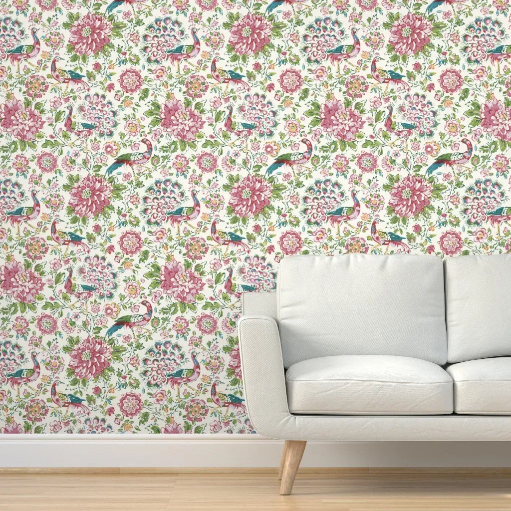 Peacock Peel and Stick Wallpaper Removable - Pink product
