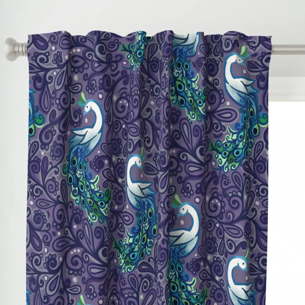 Peacock Swirls Curtain Panel - Teal alternate view