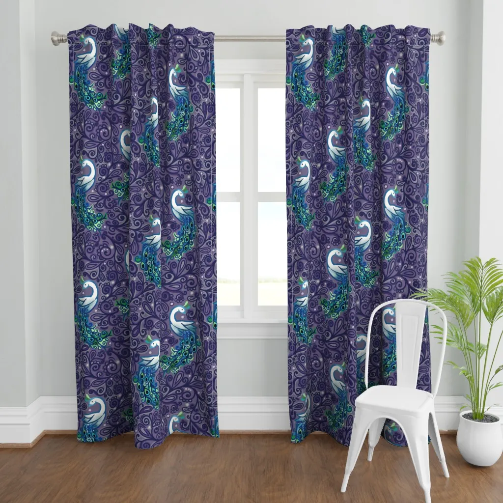 Peacock Swirls Curtain Panel - Teal product