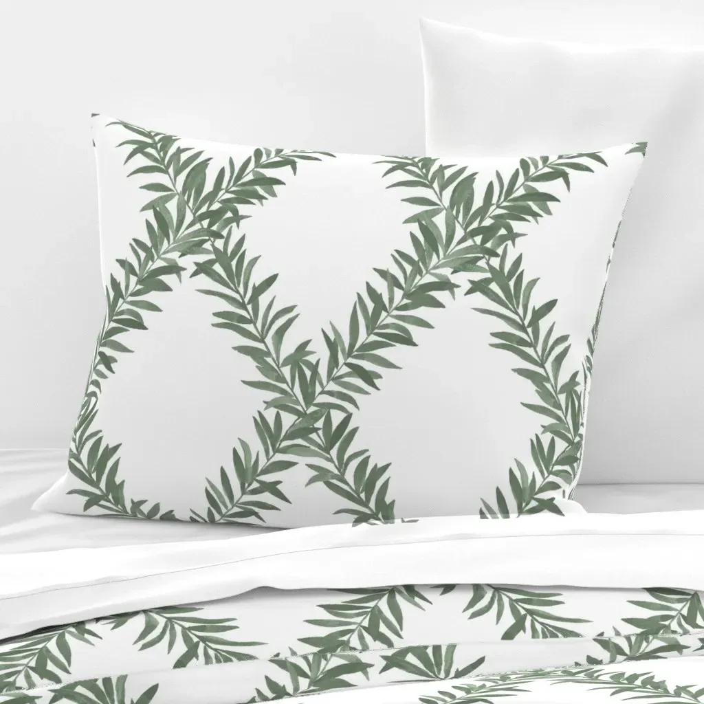 Peale Green Leafy Trellis Standard Knife Edge Pillow - Sage Green, Cotton Sateen product