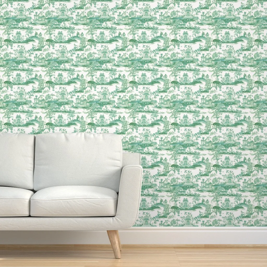 Pearl River Toile Peel and Stick Wallpaper - Sage Green product