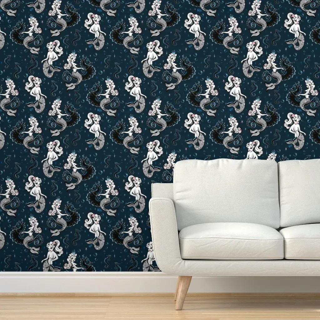 Pearla The Mermaid Peel and Stick Wallpaper - Teal product