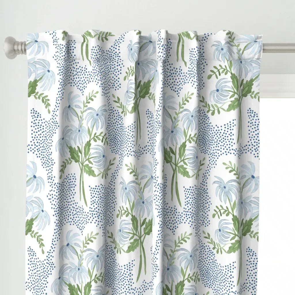Pearl's Bouquet Curtain Panel - Light Blue alternate view