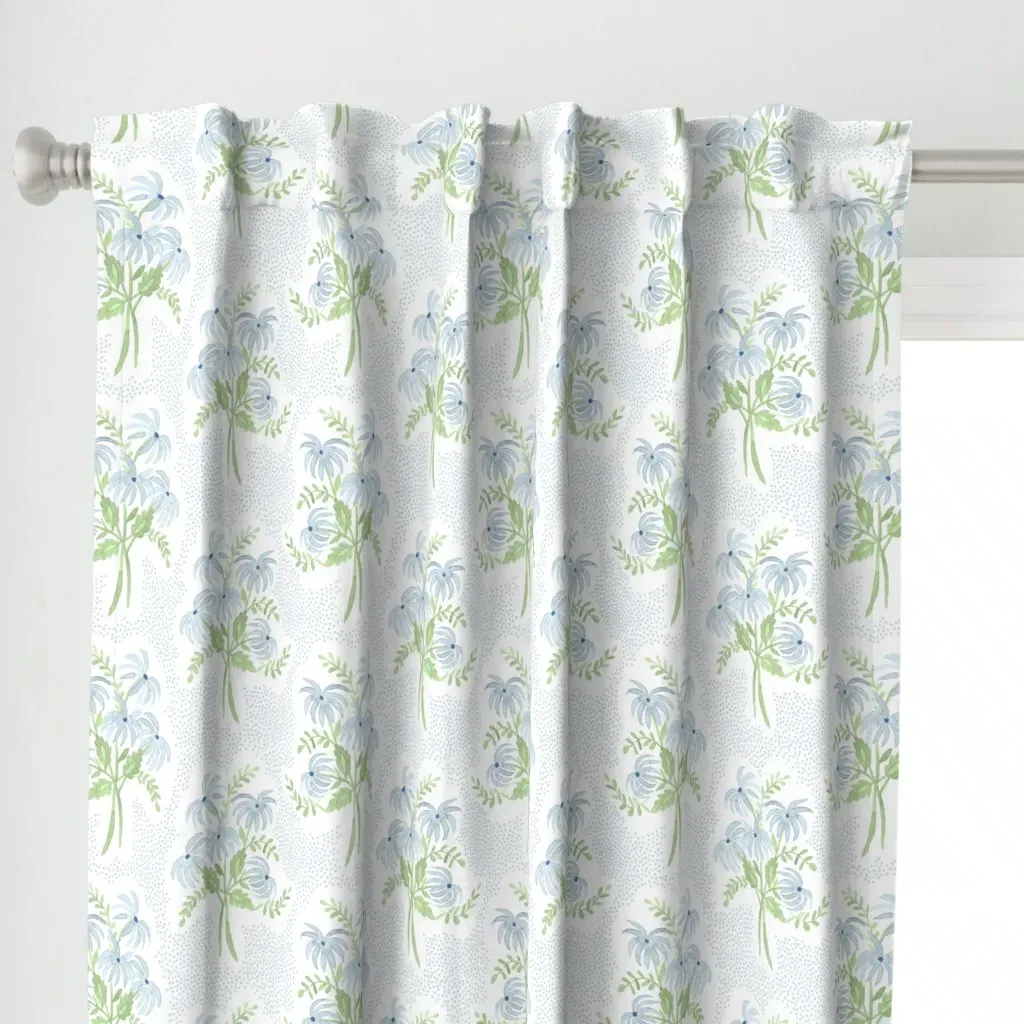Pearl's Bouquet Curtain Panel - Light Blue alternate view