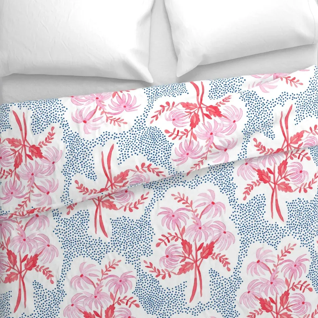 Pearl's Bouquet Duvet Cover - Coral Pink alternate view