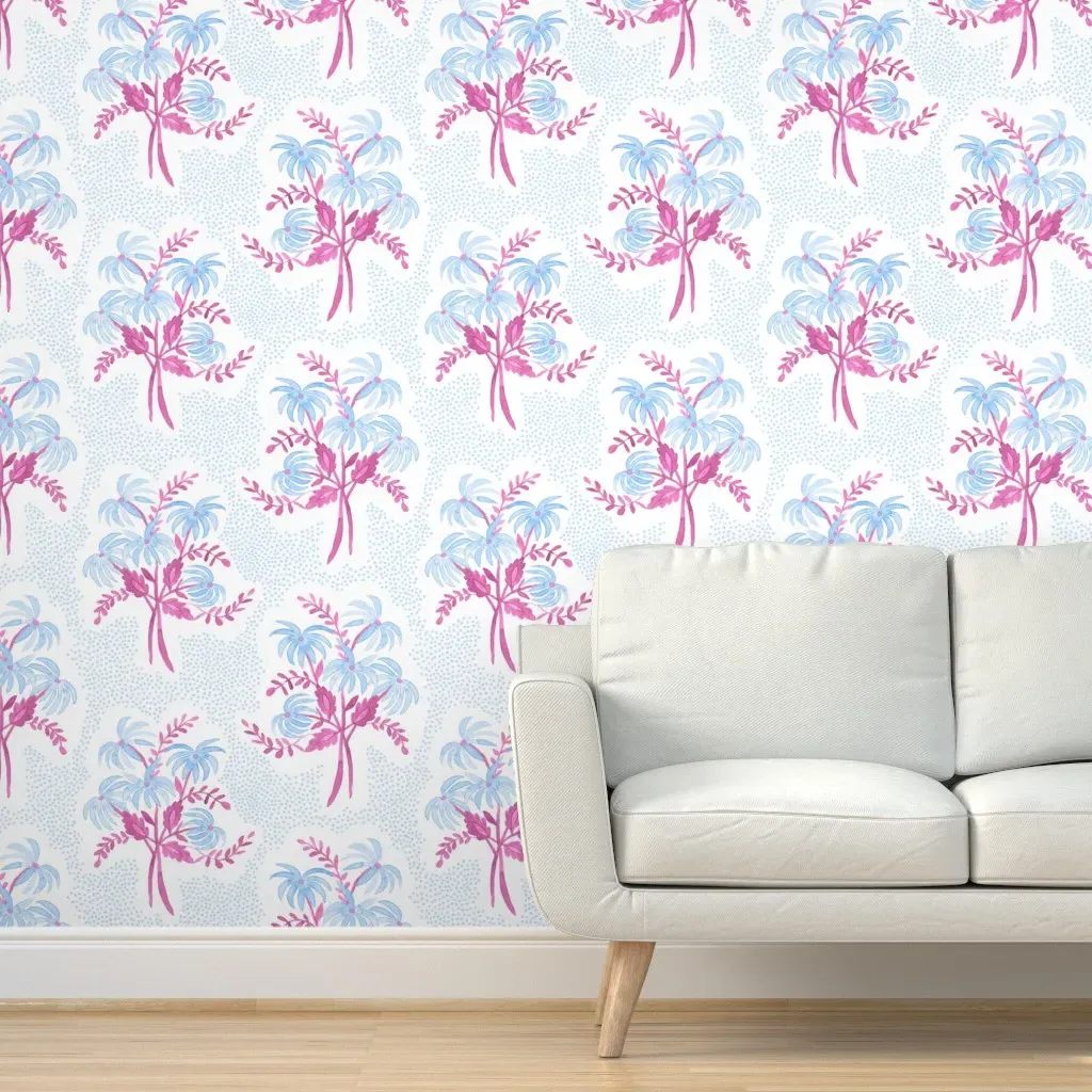Pearl's Bouquet Peel and Stick Wallpaper - Light Blue, Off White product