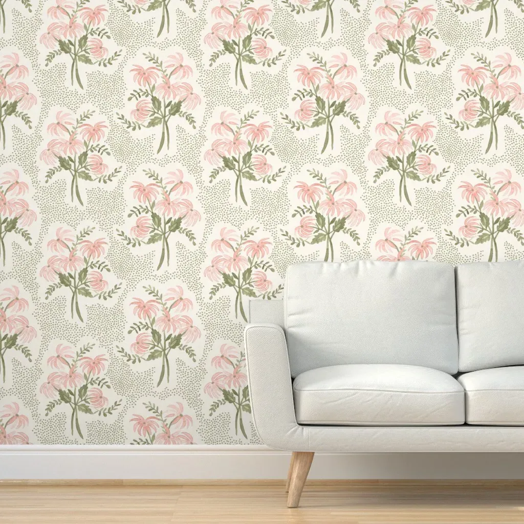 Pearl's Bouquet Peel and Stick Wallpaper - Olive Peach, Cream product