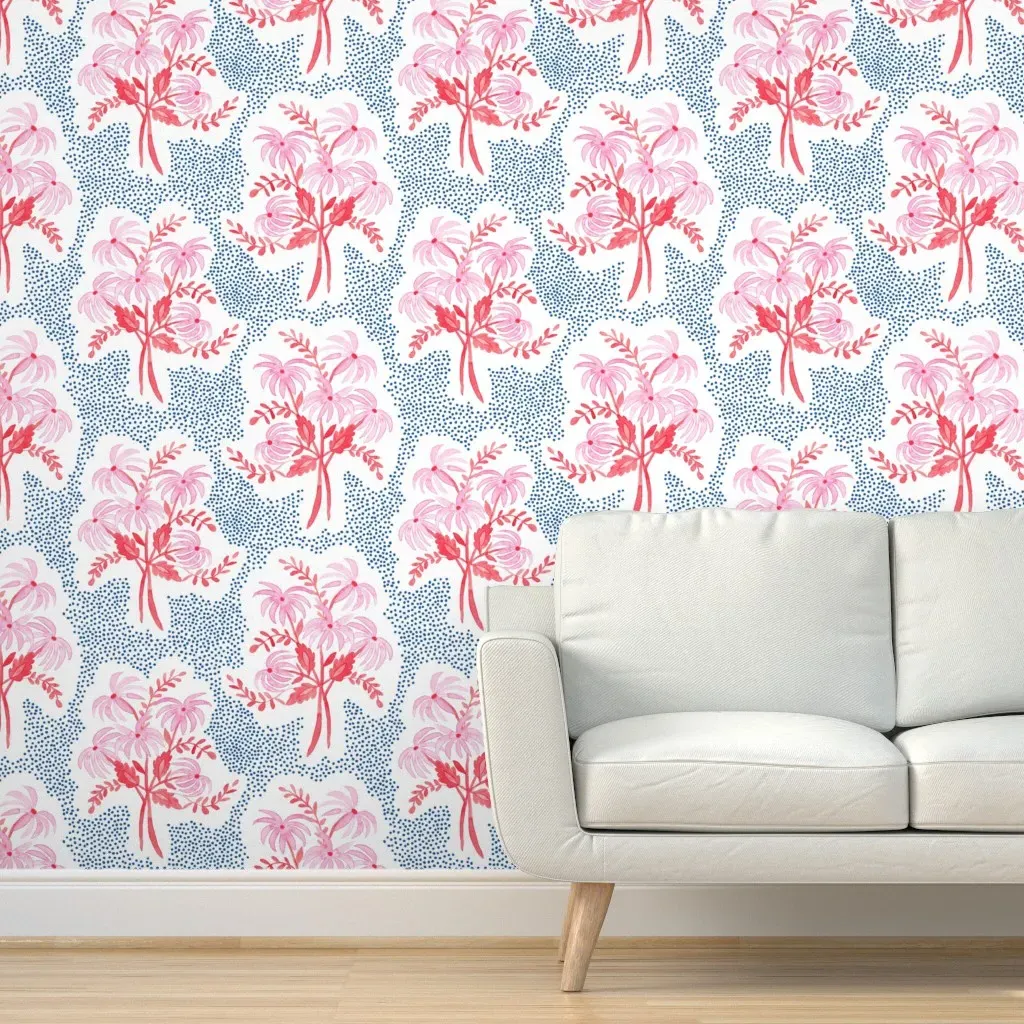 Pearl's Bouquet Peel and Stick Wallpaper - Pink, Red, Blue product