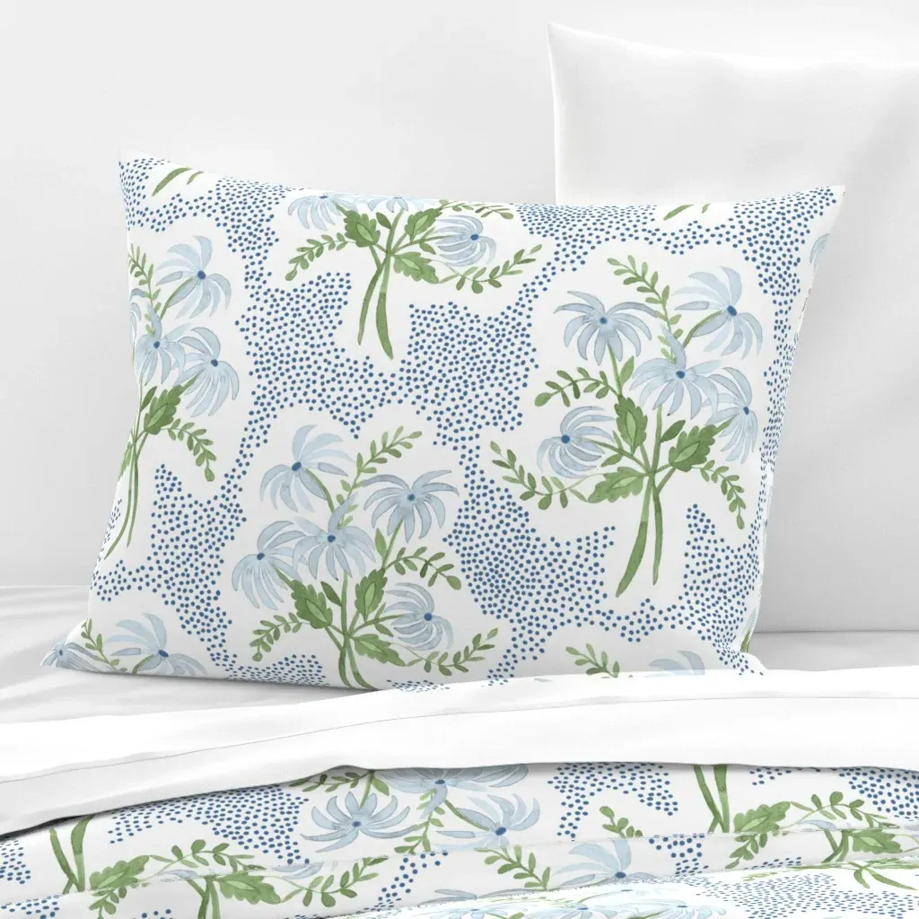 Pearl's Bouquet Standard Knife Edge Pillow - Light Blue, Cotton Sateen product
