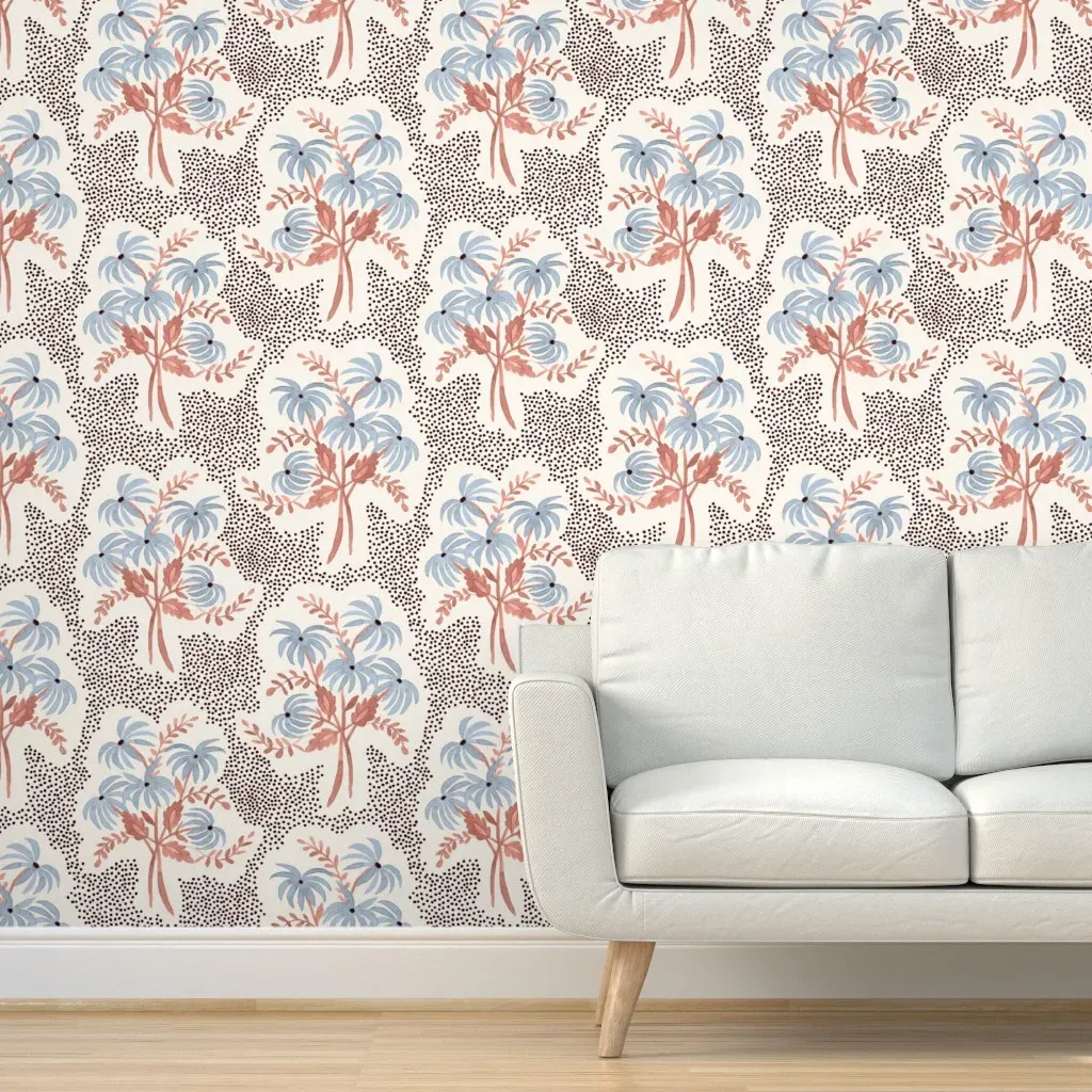 Pearl's Terracotta Peel and Stick Wallpaper - Dusty Blue, Cream product