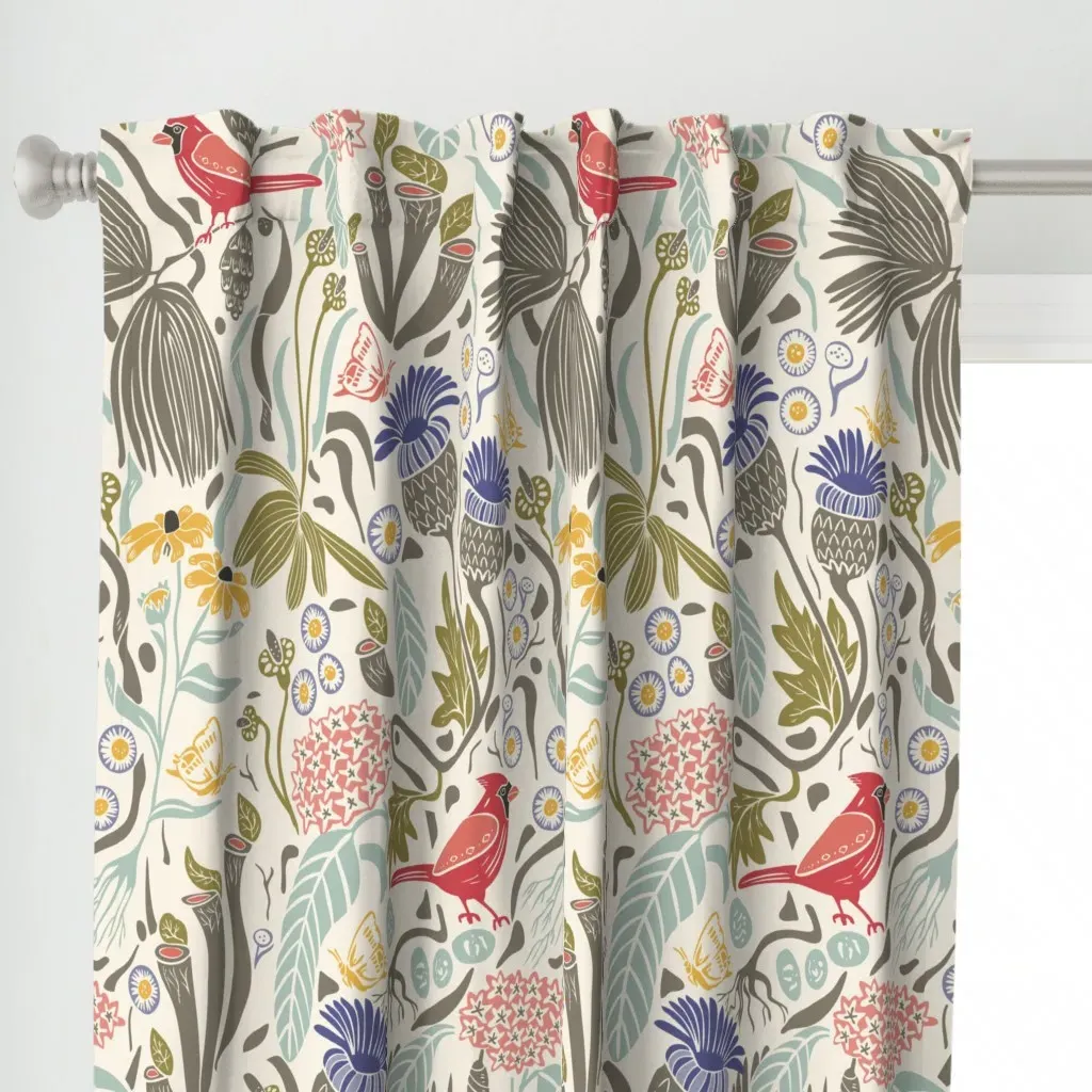 Peck And Plume Curtain Panel - Red alternate view