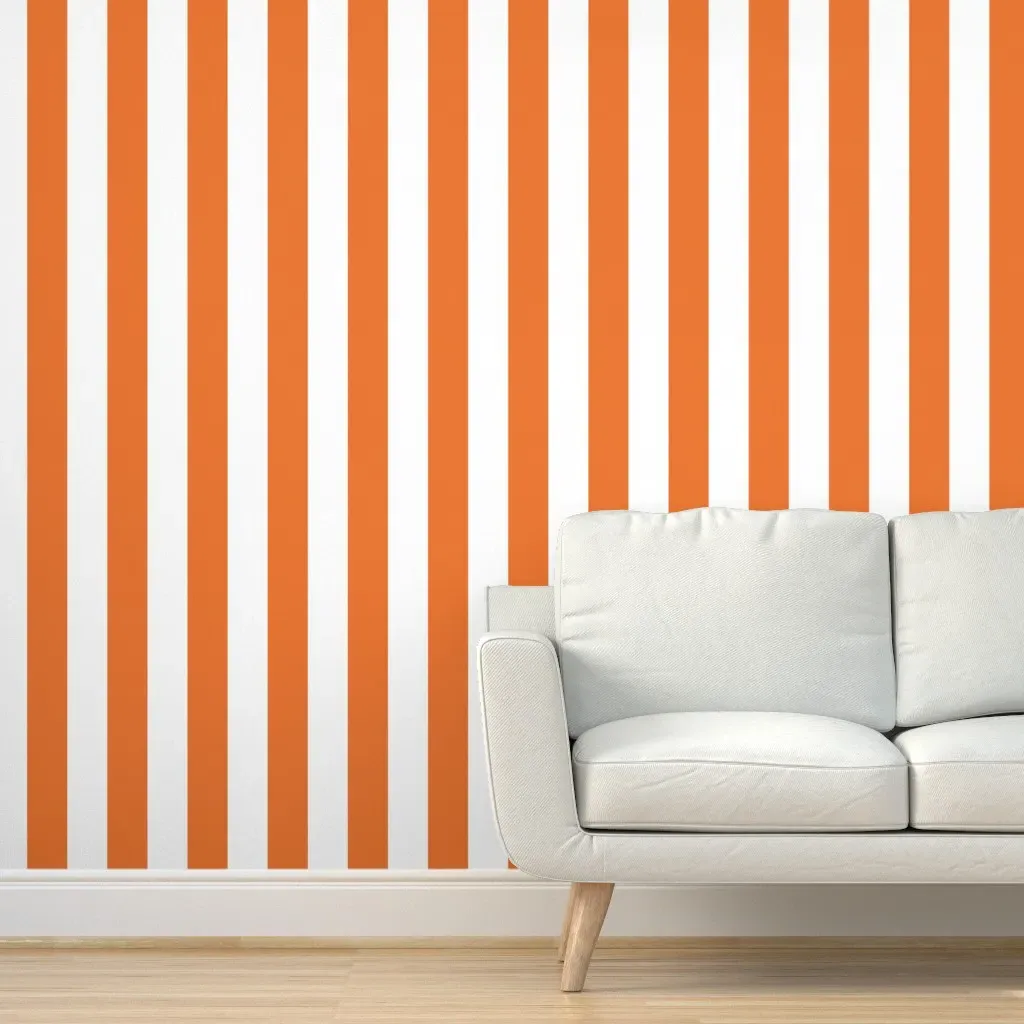 Peel and Stick 2" Stripe Wallpaper - Orange, White product