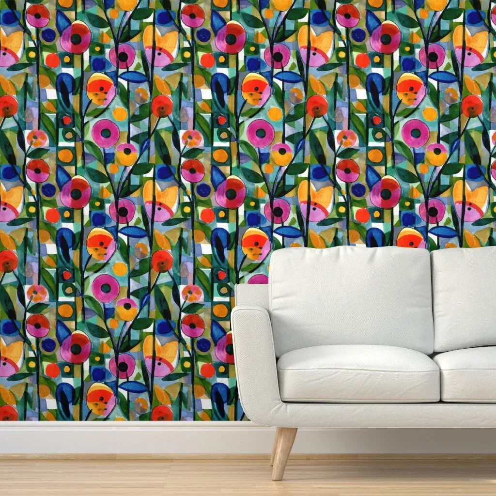 Peel and Stick Abstract Floral Geometric Wallpaper - Pink product