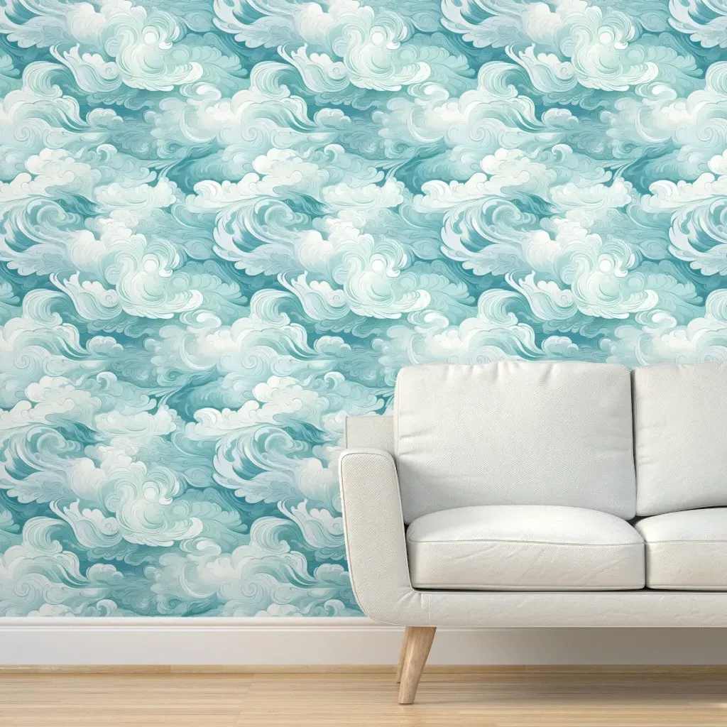 Peel and Stick Abstract Floral Wallpaper - Pastel Teal product
