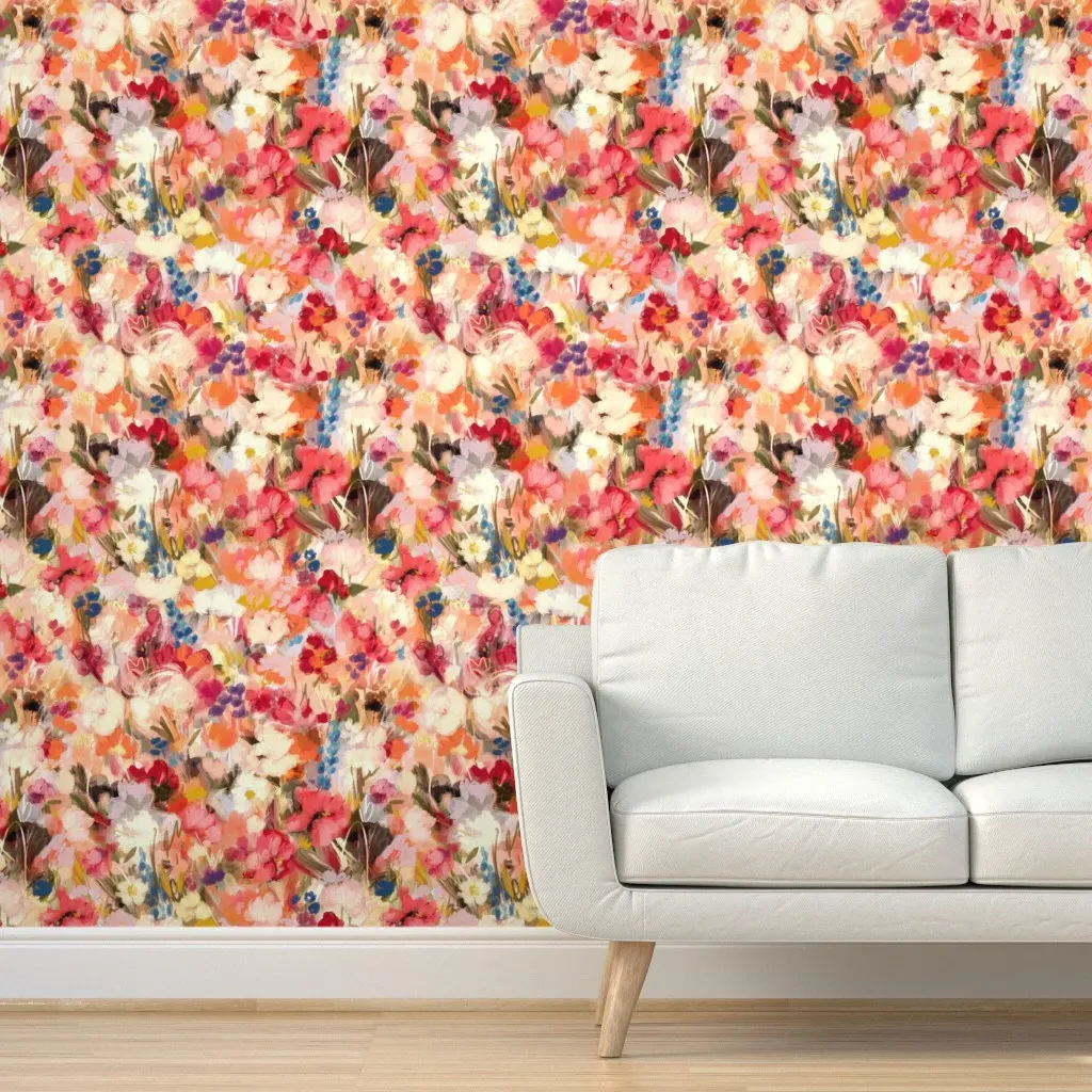 Peel and Stick Abstract Floral Wallpaper - Pink, Orange product
