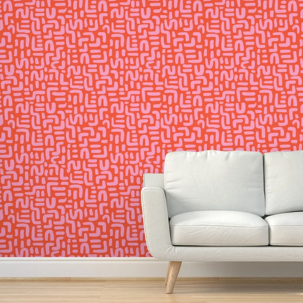 Peel and Stick Abstract Geometric Wallpaper - Coral Pink product