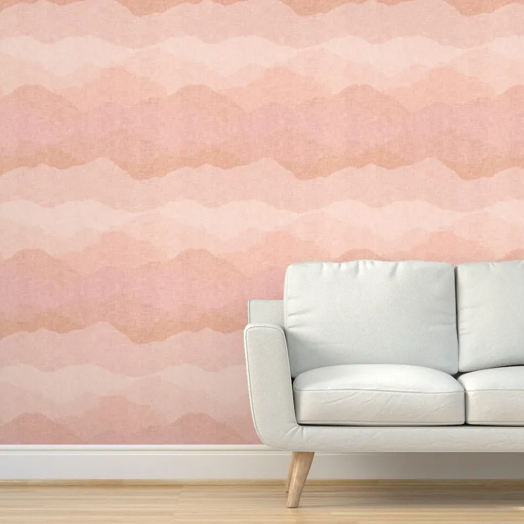 Peel and Stick Abstract Mountain Landscape Wallpaper - Blush Pink product