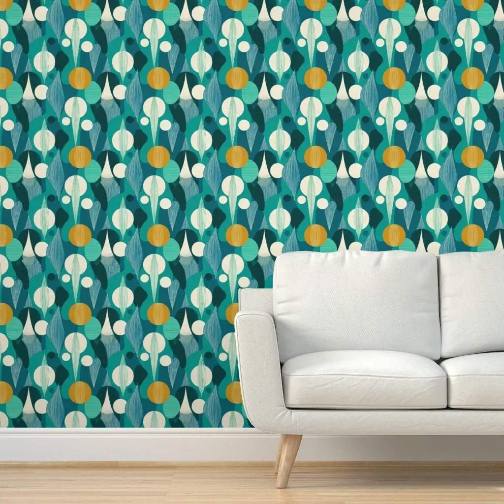 Peel and Stick Abstract Pattern Wallpaper Removable - Teal product