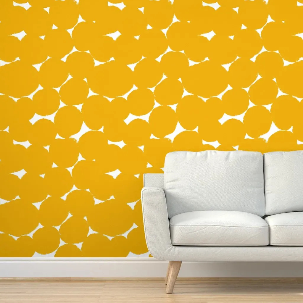 Peel and Stick Abstract Polka Dot Wallpaper - Golden Yellow, White product