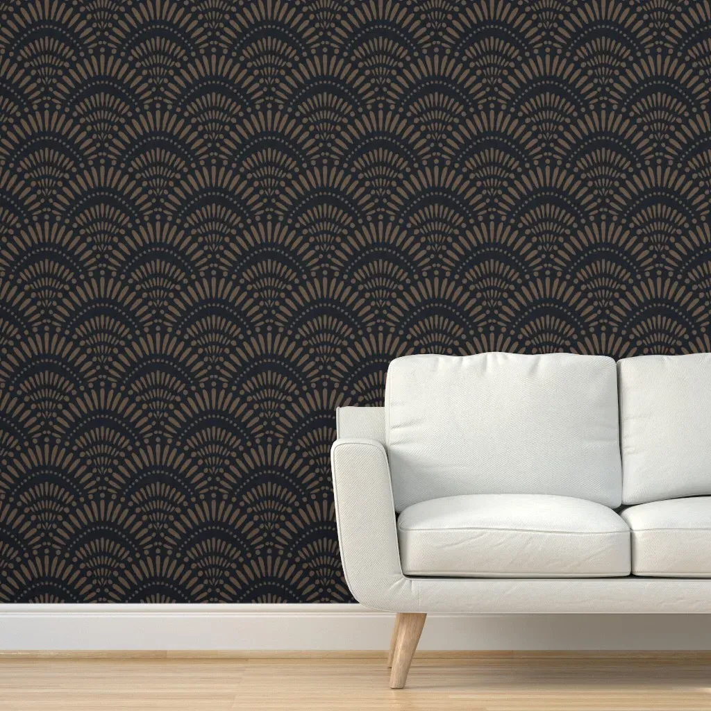 Peel and Stick Abstract Scallop Wallpaper - Dark Brown, Linen product