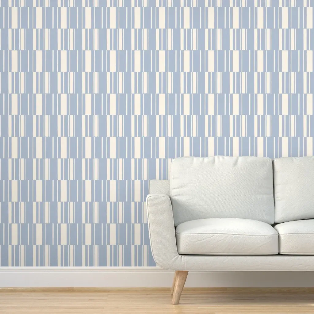 Peel and Stick Abstract Stripe Wallpaper - Light Blue, Cream product
