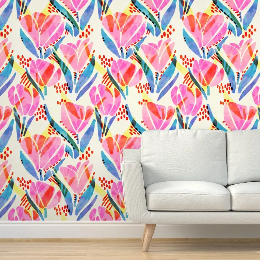 Peel and Stick Abstract Tulips Wallpaper - Pink product