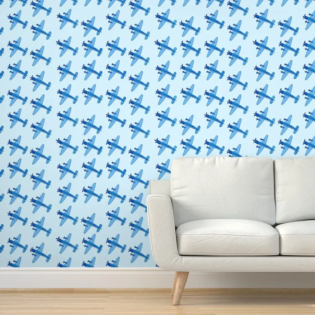 Peel and Stick Airplane Wallpaper - Blue product