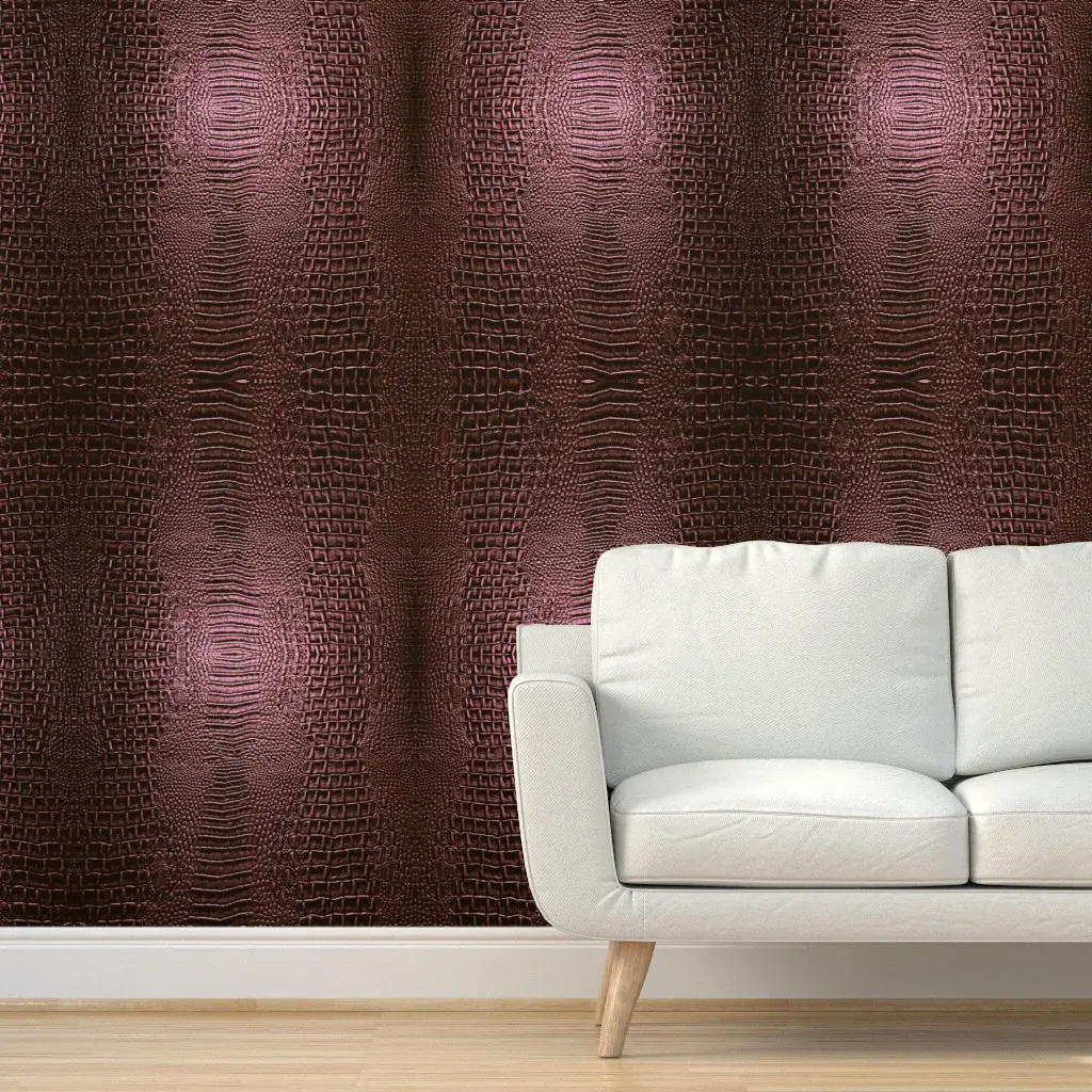 Peel and Stick Alligator Wallpaper - Burgundy product