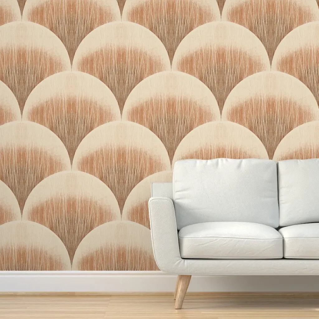 Peel and Stick Art Deco Removable Wallpaper - Beige product