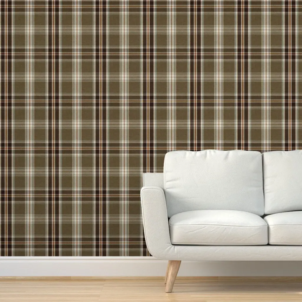 Peel and Stick Autumn Plaid Wallpaper - Dark Brown product