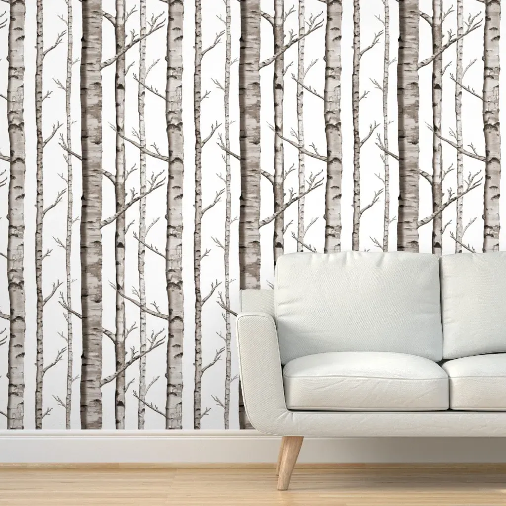 Peel and Stick Birch Forest Wallpaper - Black, White product